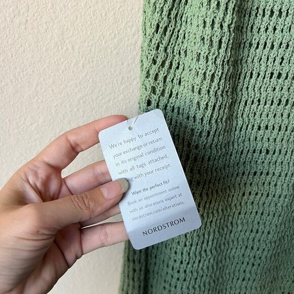 NWT Luxely Noah Open Knit Mini Dress in Hedge Green Size L - Picture 4 of 5